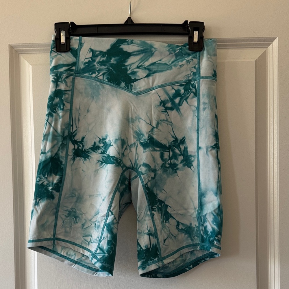 Balance Athletica Teal Tie-Dye Bike Shorts
